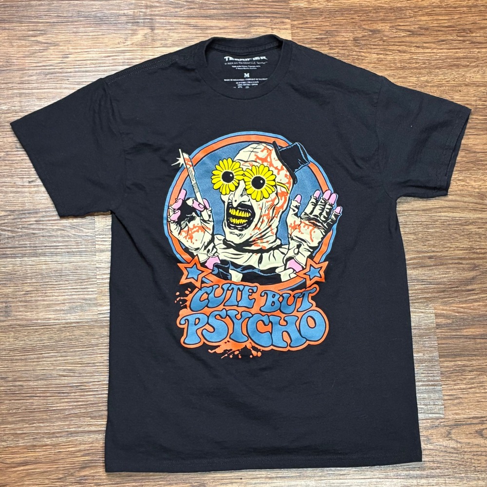 Terrifier Art the Clown Cute But Psycho T-Shirt Men's M Black Horror Tee